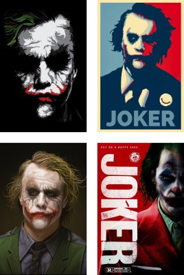 Pack of 4 Joker Artwork Posters | For Joker Lovers | HD Poster for Wall decor (300GSM Thick Paper, Gloss Laminated) Paper Print(12 inch X 18 inch, Rolled)