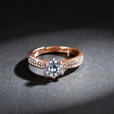 MYKI Charming Rose Gold Plated Adjustable Size Rings For Women & Girls Stainless Steel Swarovski Zirconia Gold Plated Ring