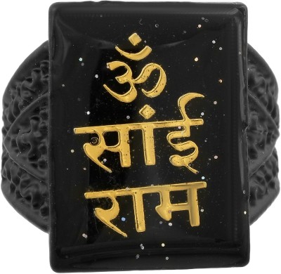RN Brass Black Satin finish laminated Gold coated, Lord Sai Ram, Om sai ram in Hindi word, Antique Fashion finger Ring For Men Brass Ring