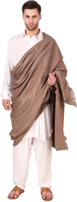 BRAVEZI Polyester Wool Blend Solid Men Shawl(Beige)