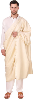 BRAVEZI Polyester Wool Blend Solid Men Shawl(White)