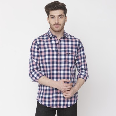 mufti-men-checkered-casual-multicolor-shirt