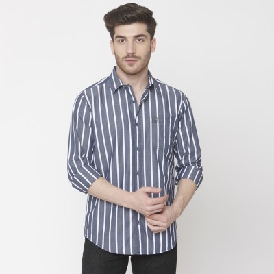 mufti-men-striped-casual-blue-shirt