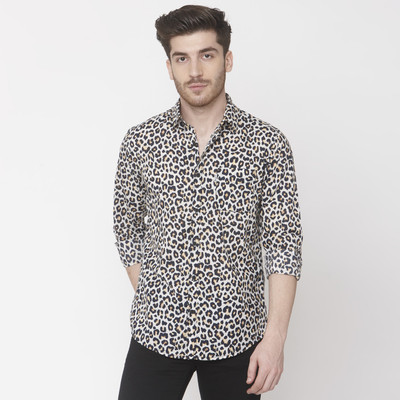 mufti-men-printed-casual-white-black-beige-shirt