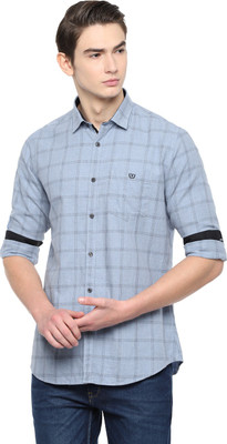 van-heusen-men-checkered-casual-blue-shirt