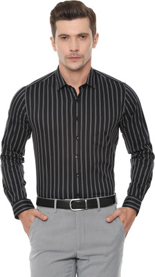 van-heusen-men-striped-formal-black-shirt