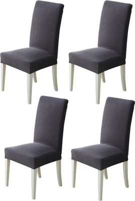 HOUSE OF QUIRK Polyester Plain 1 Seater Chair Cover(Dark Grey Pack of 4)