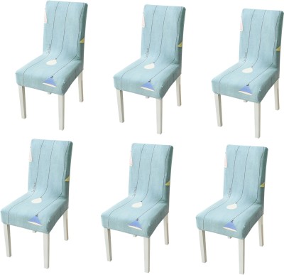 HOUSE OF QUIRK Polyester Plain Chair Cover(Blue Pack of 6)