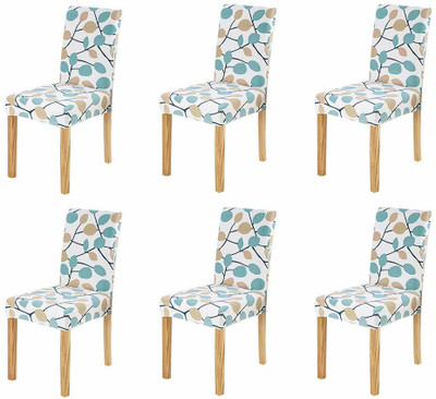 HOUSE OF QUIRK Polyester Floral 1 Seater Chair Cover(White/Blue/Yellow Pack of 6)