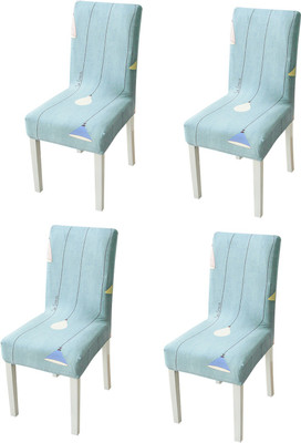 HOUSE OF QUIRK Polyester 1 Seater Chair Plain Cover(Pack of 4 Blue)