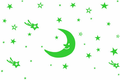 Creatick Studio 61 cm Moon Night Glow - Radium Glow in The Dark - Night Glowing Stickers Self Adhesive Sticker(Pack of 1)