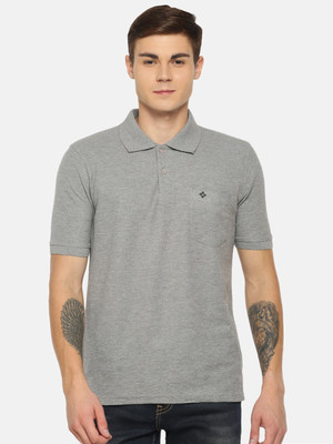 Dollar Solid Men Polo Neck Grey T-Shirt