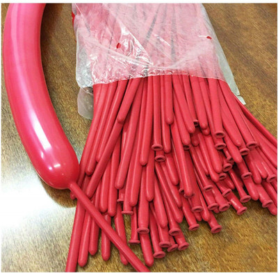 Balloons Solid Magic Long Latex Twisting Balloon/Modellign Animal Shaping Balloon/Link-o-Loon Rubber Balloon with Plastic Mini Air Pump Free (Pack of 100pcs) (Red) Balloon(Red, Pack of 100)