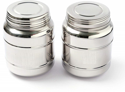 PRV Steel Grocery Container  - 500 ml(Pack of 2, Silver)