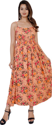ASEAN Women Fit and Flare Multicolor Midi/Calf Length Dress
