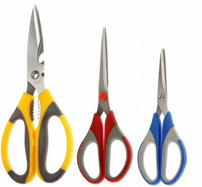 Petals Stainless Steel Kitchen Scissor Set, 3-Pieces (Multicolour) Stainless Steel All-Purpose Scissor(Multicolor, Pack of 3)