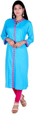 PALSIYA PRESENTS Women Printed, Embellished Straight Kurta(Light Blue)