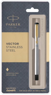 PARKER Vector Stainless Steel Gold Trim with Gold Nib Fountain Pen