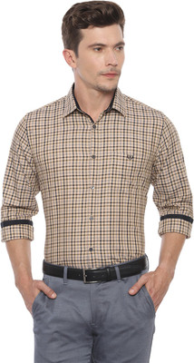 van-heusen-men-checkered-casual-beige-shirt