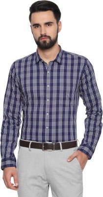 Van Heusen Men Checkered Formal Blue Shirt