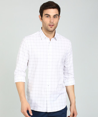 Louis Philippe Sport Men Checkered Casual White Shirt