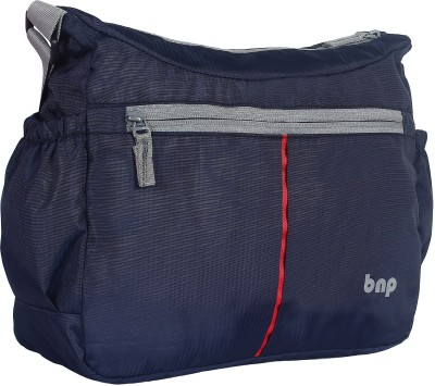 BAGS N PACKS Blue Sling Bag 0227 Sling Messenger Cross Body Bag for Boys & Girls Navy with Red Clr
