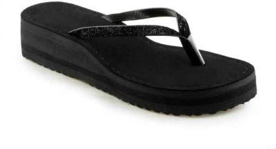 Vaniya Women Flip Flops(Black , 5)