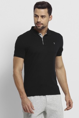 VAN HEUSEN Solid Men Polo Neck Black T-Shirt