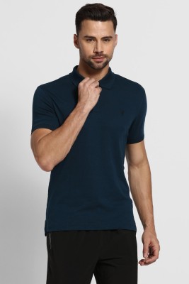VAN HEUSEN Solid Men Polo Neck Blue T-Shirt