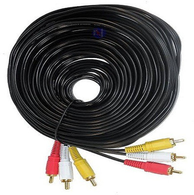 techut  TV-out Cable 10 Meter Gold Plated 3 RCA to 3 RCA Male to Male Audio Video AV Cable(Black, For TV)