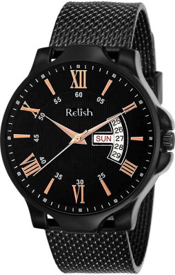 RELish Black Day & Date Feature Dial Leather Strap Black Day & Date Feature Dial Leather Strap Analog Watch  - For Men
