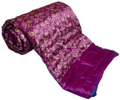 Indcrown Self Design Single AC Blanket for  AC Room(Silk, Purple)