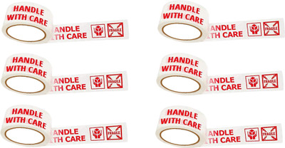 Novvix Single Sided Handheld Cello Tape (Manual)(Set of 6, White, Red)