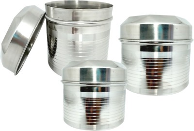 bartan hub Steel Tea Coffee & Sugar Container  - 600 ml, 400 ml, 300 ml(Pack of 3, Silver)