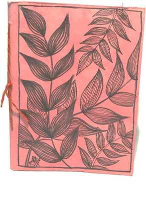 Cutrunn Handmade A5 Diary Unruled 100 Pages(Pink with Black patterns)