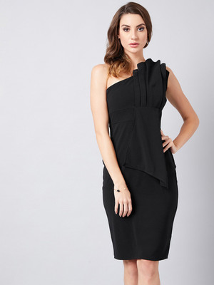 ATHENA Women Bodycon Black Above Knee/Mid Thigh Length Dress