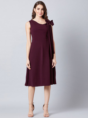 ATHENA Women Fit and Flare Maroon Maxi/Full Length Dress