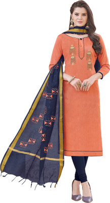 Blissta Cotton Blend Embroidered Salwar Suit Material