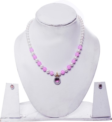 FabTak Alloy Pink Jewellery Set(Pack of 1)