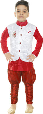 Oxipital Club Boys Festive & Party Kurta and Pyjama Set(Maroon Pack of 1)