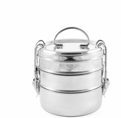 PRV Stainless Steel Clip Carrier Lunch Box, 3 Containers, 8x3 3 Containers Lunch Box(1300 ml)