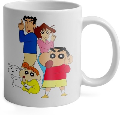 ANDV Shinchan Family And Other Side Shinchan Printed Ceramic Coffee Mug(350 ml)