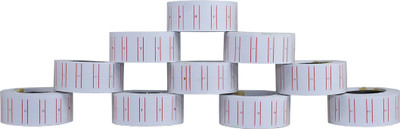 Selva Front Price Labels Paper Tag MRP Mark Sticker 10 Rolls Price Labels Paper Tag Mark Sticker Paper Label(White, Red)