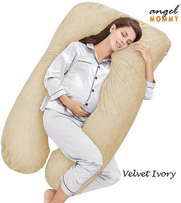 Angel Mommy Microfibre Pregnancy Pillow Pack of 1 Solid Luxurious Imported Velvet(Ivory)