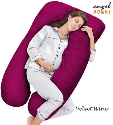 Angel Mommy Microfibre Pregnancy Pillow Pack of 1 Solid Luxurious Imported Velvet(Wine)