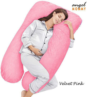 Angel Mommy Microfibre Pregnancy Pillow Pack of 1 Solid Luxurious Imported Velvet(Pink)