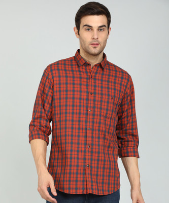Louis Philippe Sport Men Checkered Casual Blue Orange Shirt