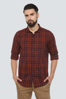 Louis Philippe Sport Men Checkered Casual Brown Purple Shirt