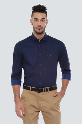 Louis Philippe Sport Men Printed Casual Dark Blue Shirt