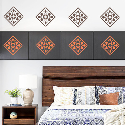 Arhat DAMASK E-476 GLOSSY PVC Stencil(Pack of 1, DESIGNER MOTIFF)